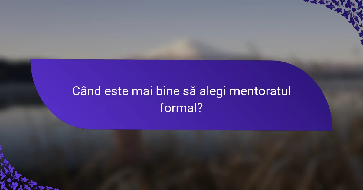 Când este mai bine să alegi mentoratul formal?