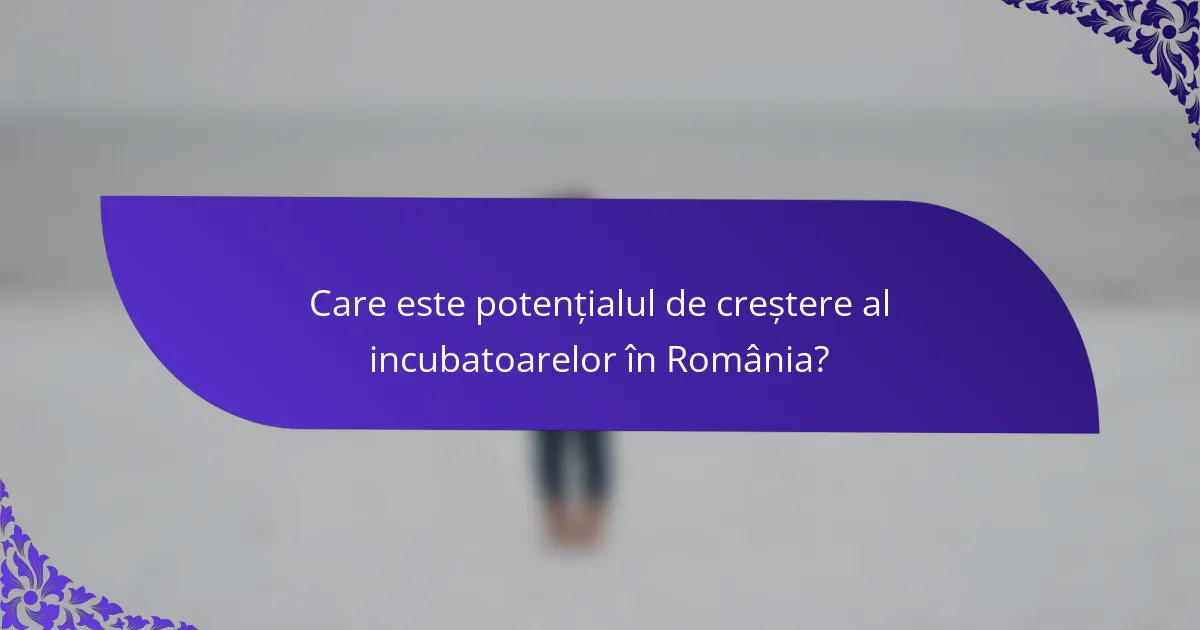 Care este potențialul de creștere al incubatoarelor în România?