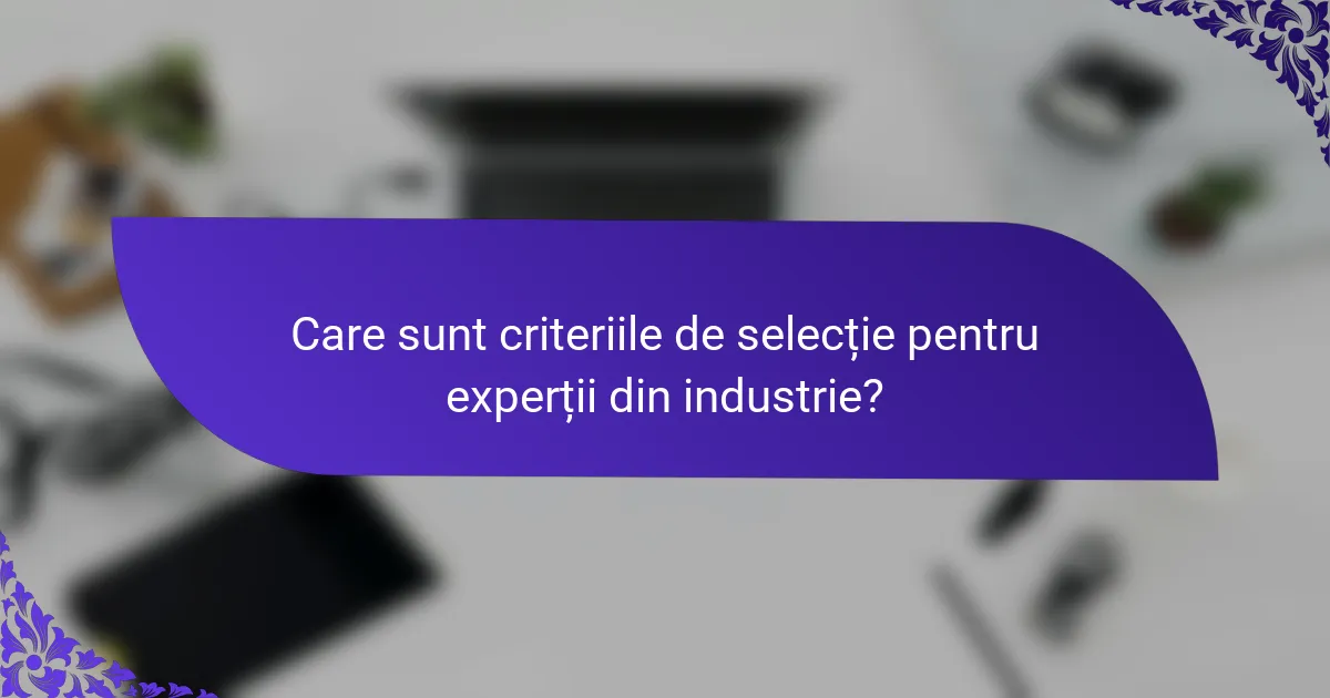 Care sunt criteriile de selecție pentru experții din industrie?