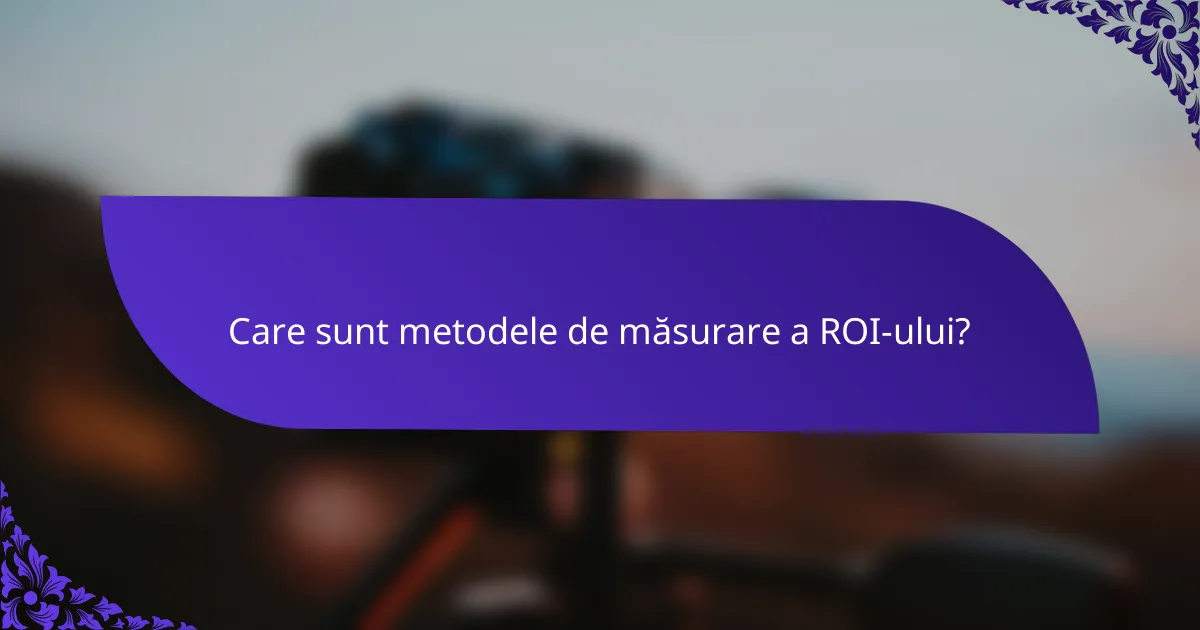 Care sunt metodele de măsurare a ROI-ului?