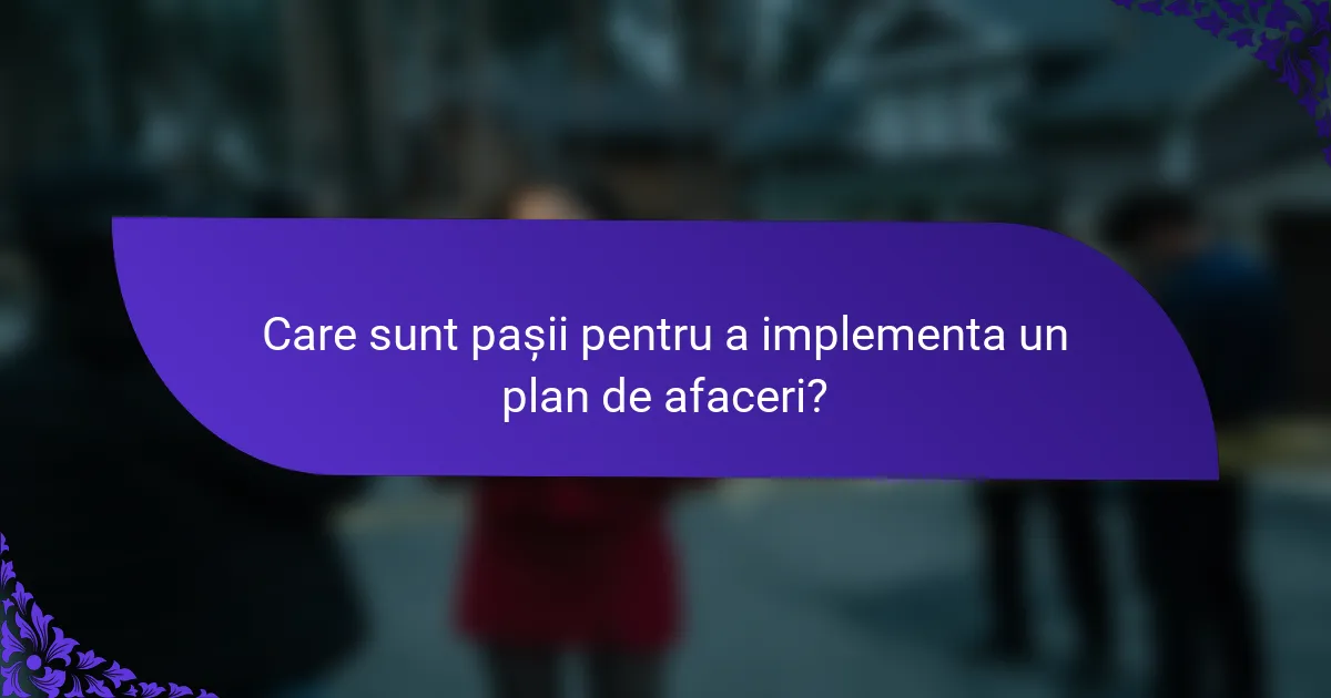 Care sunt pașii pentru a implementa un plan de afaceri?