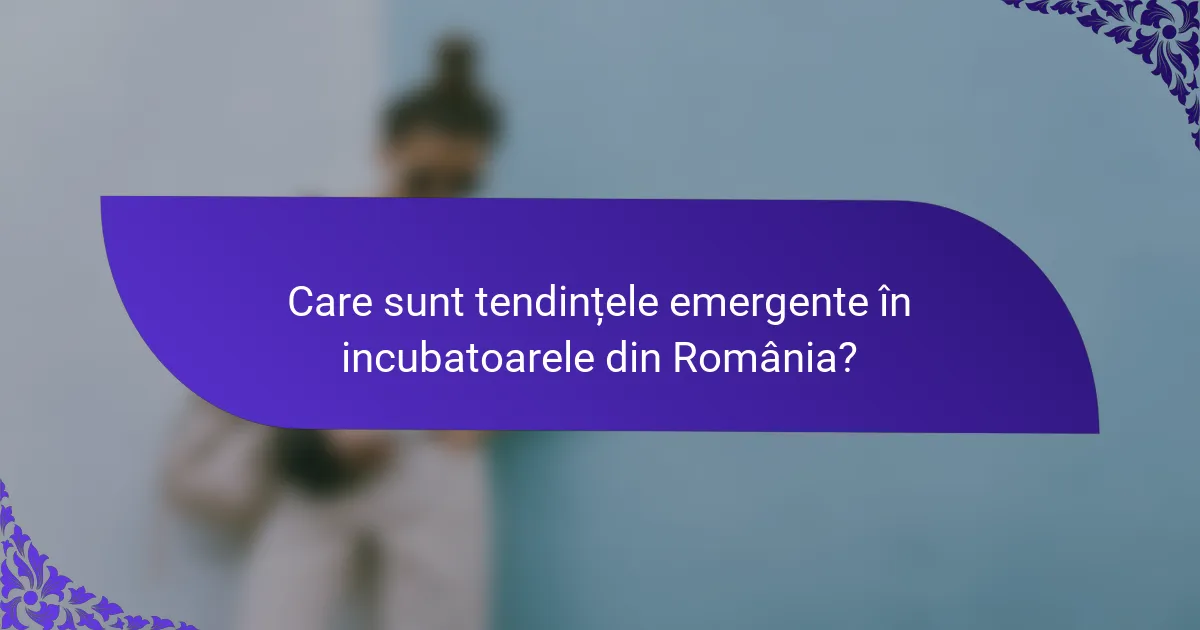 Care sunt tendințele emergente în incubatoarele din România?