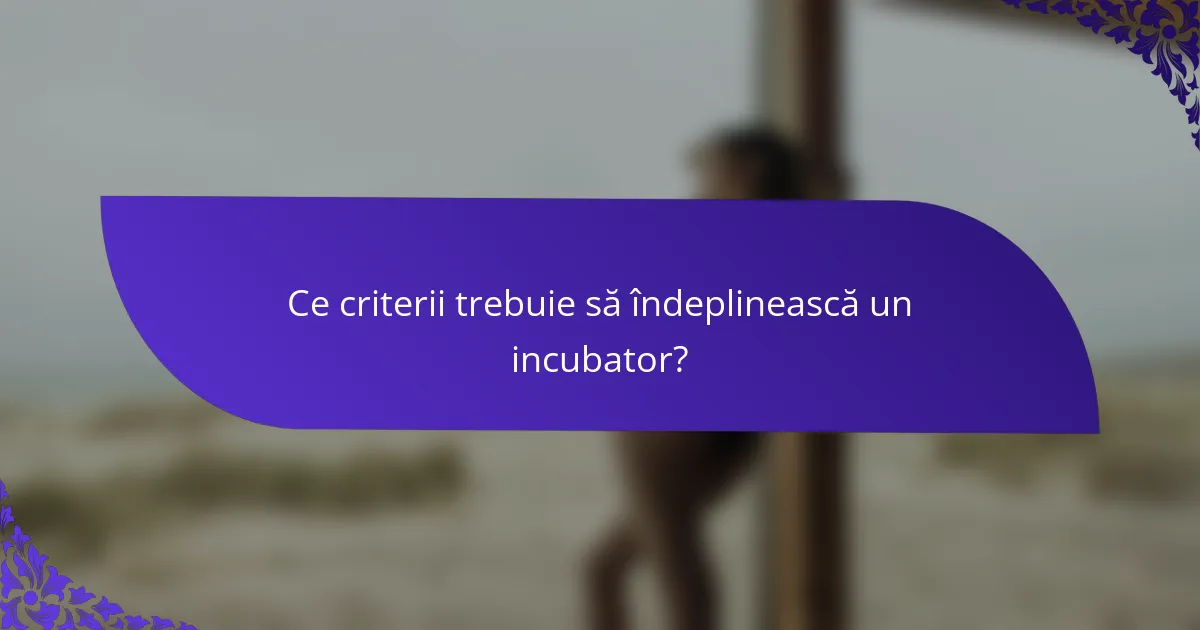 Ce criterii trebuie să îndeplinească un incubator?