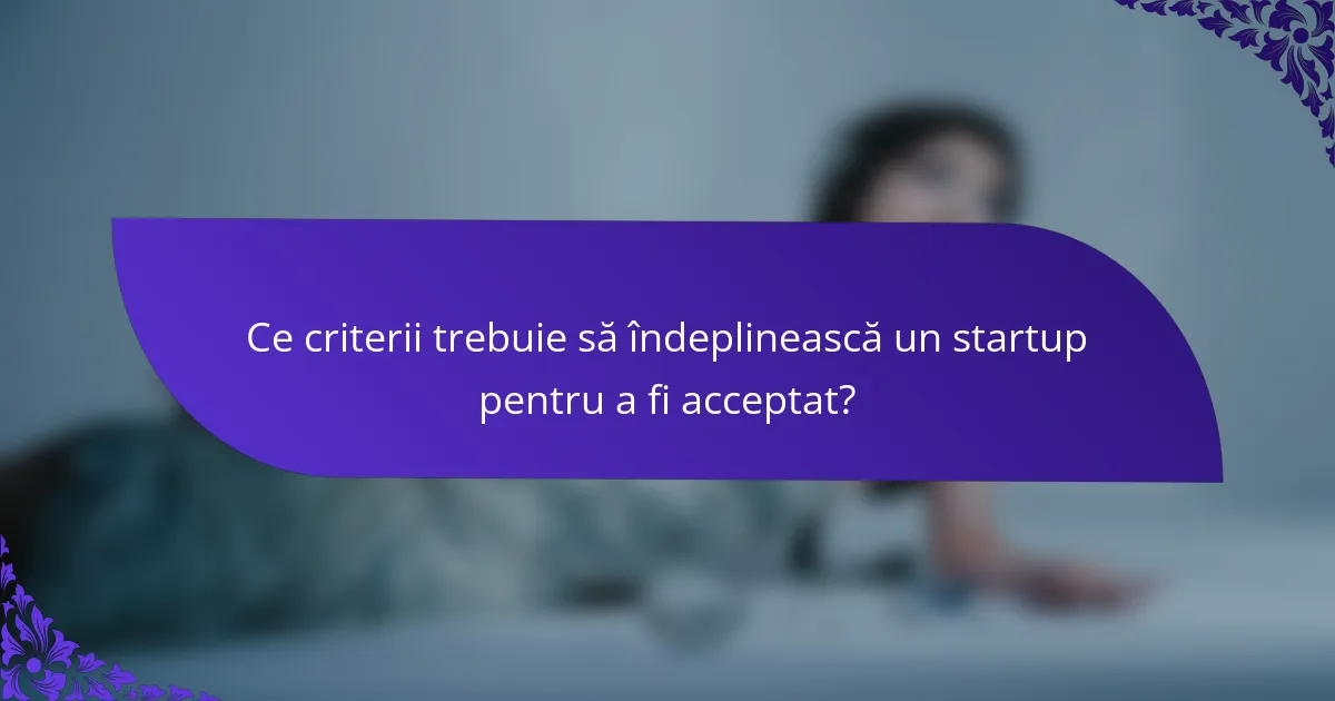 Ce criterii trebuie să îndeplinească un startup pentru a fi acceptat?