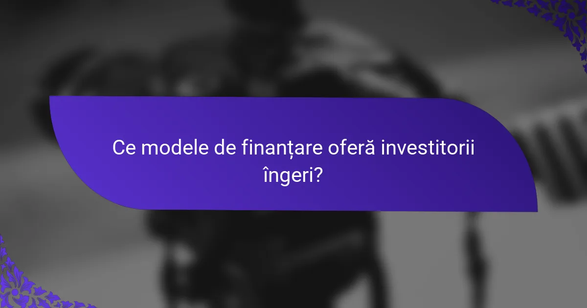 Ce modele de finanțare oferă investitorii îngeri?