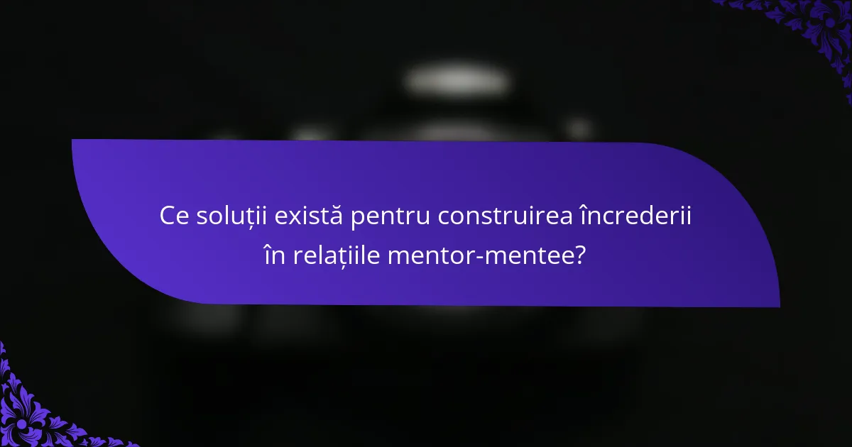 Ce soluții există pentru construirea încrederii în relațiile mentor-mentee?