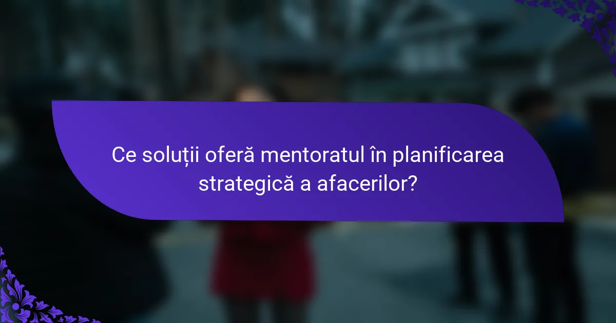Ce soluții oferă mentoratul în planificarea strategică a afacerilor?