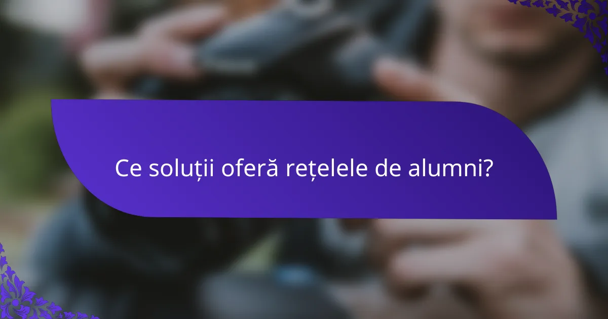 Ce soluții oferă rețelele de alumni?