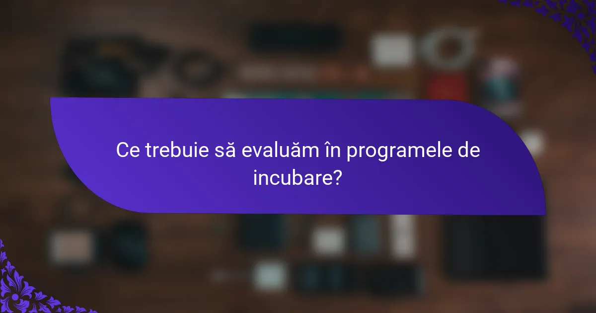 Ce trebuie să evaluăm în programele de incubare?