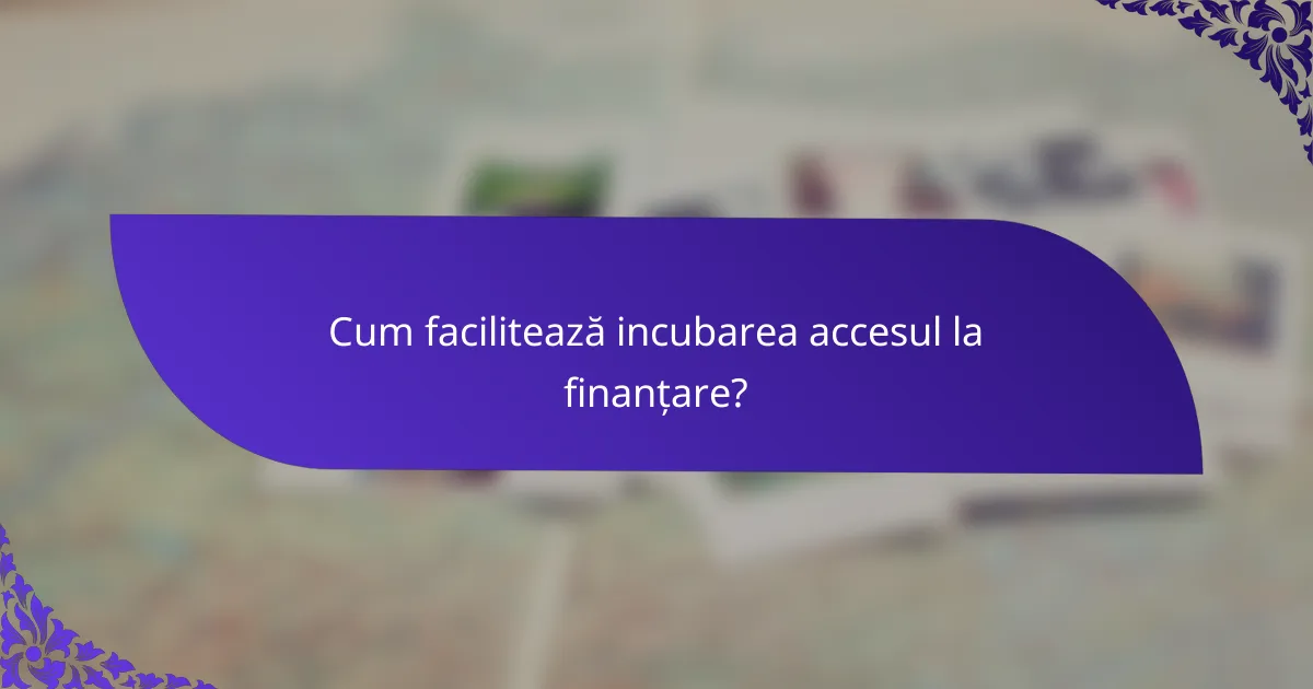 Cum facilitează incubarea accesul la finanțare?