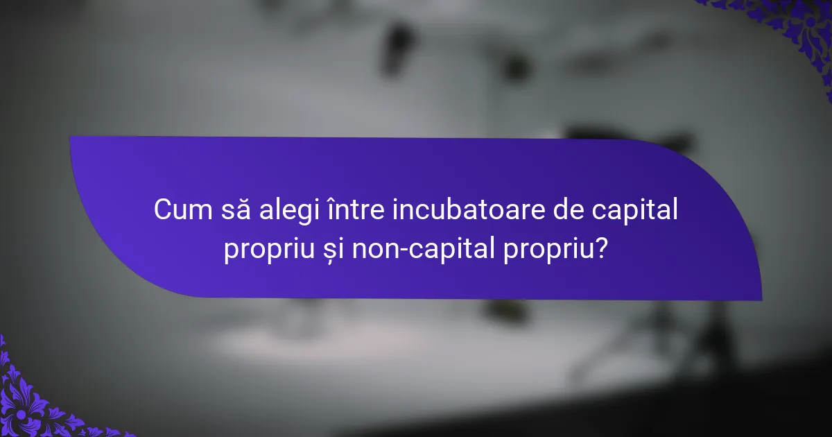 Cum să alegi între incubatoare de capital propriu și non-capital propriu?
