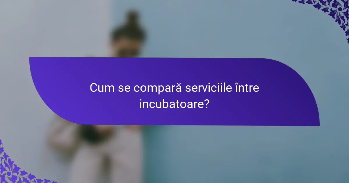 Cum se compară serviciile între incubatoare?