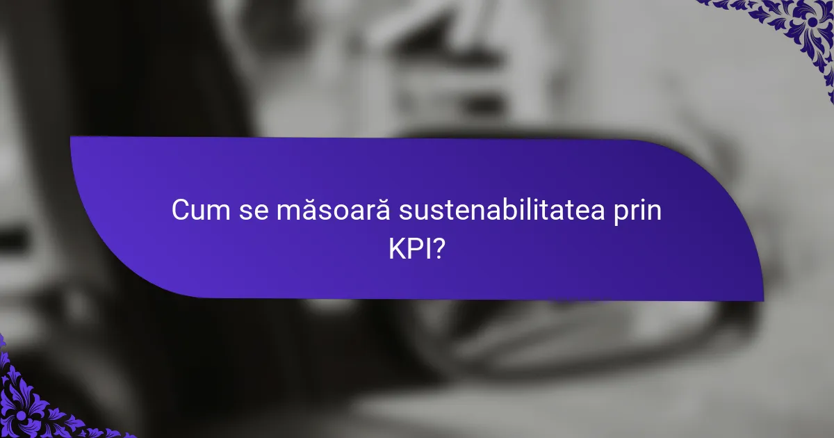 Cum se măsoară sustenabilitatea prin KPI?